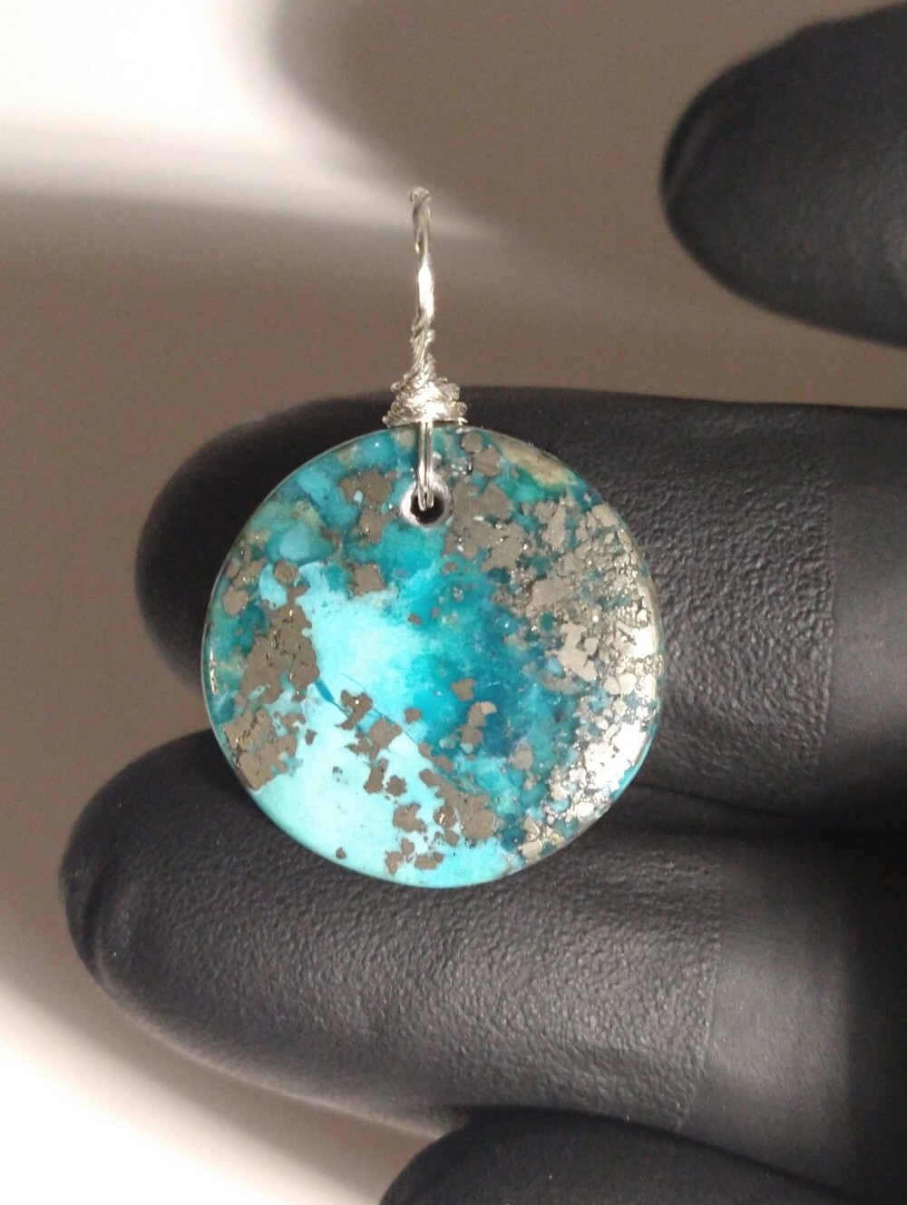 Gorgeous Natural Turquoise Cabochon Sterling Silver Pendant